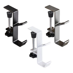 Desk Clamp Bag Hook Adjustable Double Hook Reduce Desk Clutter Desk Mount - Picture 1 of 15