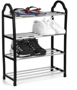 4 Tier Shoe Rack Organiser, Heavy duty storage unit, Quick Assembly No Tools Req - Picture 1 of 8