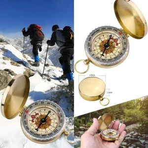 Taschenkompass Messing Taschenuhr Kompass Navigation Schlüsselanhänger Wandern 3 - Bild 1 von 7