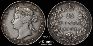 CANADÁ, Victoria, 25 centavos 1881 H, tonificado, XF-AU - Imagen 1 de 4