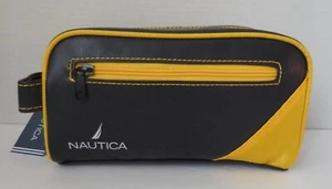 Nautica Top Zip Travel Kit Toiletry Bag Organizer Mens Navy/Yellow Small - Picture 1 of 7