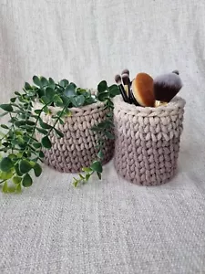 Set of 2 decorative crochet baskets. Storage boxes in boho style. Home decor - Picture 1 of 10