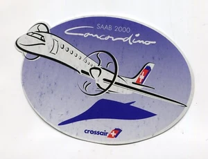 Pegatina vintage con etiqueta de equipaje de aerolínea CROSSAIR SAAB 2000 Concordino - Imagen 1 de 2