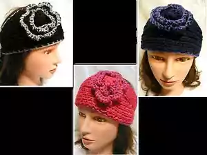 Lot of 3 Women Girls Winter Crochet Knit Headwrap Headband Ear Warmer Flower Hot - Picture 1 of 4