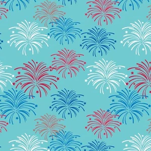 Star Spangled Aqua Feuerwerk von Doodlebug Designs für Riley Blake, 1/2 Yard Stoff - Bild 1 von 3