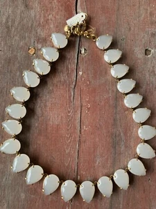 J CREW Necklace TRANSLUCENT Stones Faceted White Teardrop Gold 16" Statement NWT - Picture 1 of 4