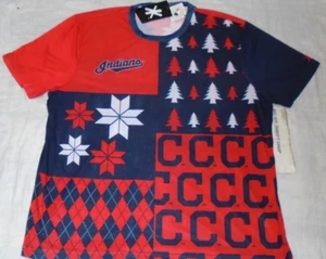 Cleveland Indians MLB Baseball Klew Christmas Holiday Shirt Size 2XL Mens NWTS - Picture 1 of 2