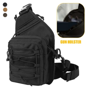 Tactical Shoulder Bags Gun Holster Military Sling Bag Pistol Holder Chest Bag - Picture 1 of 16