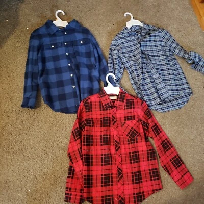 LOT 3 Polo Leveret Boys Long Sleeve Button up Shirts Flannel Collar Blue L 10-12 - Image 1 of 4
