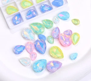 High Grade Teardrop Protein Mocha Pointed Bottom Glass Stone DIY Jewelry - Picture 1 of 12