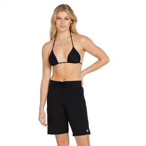 Volcom Womens Simply Solid 11-inch Classic Swim Boardshort Board Shorts, Black - Picture 1 of 3