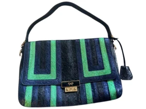 Anya Hindmarch Crossbody Leather Blue Green Casual Shoulder Bag Used From Japan - Picture 1 of 3