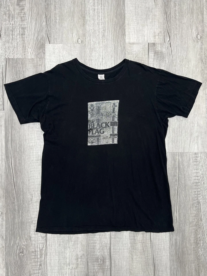 Camiseta Vintage Anos 90 Black Flag Show Flyer GG - Imagem 1 de 3