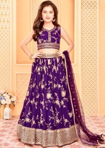 Faux Georgette Lehenga choli small kids Wedding Bollywood stitched dress Wear - Picture 1 of 12