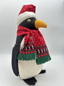 Vintage Weihnachten Stofftier Pinguin 17 Zoll groß hausgemacht Handarbeit handgesteppt - Bild 1 von 7