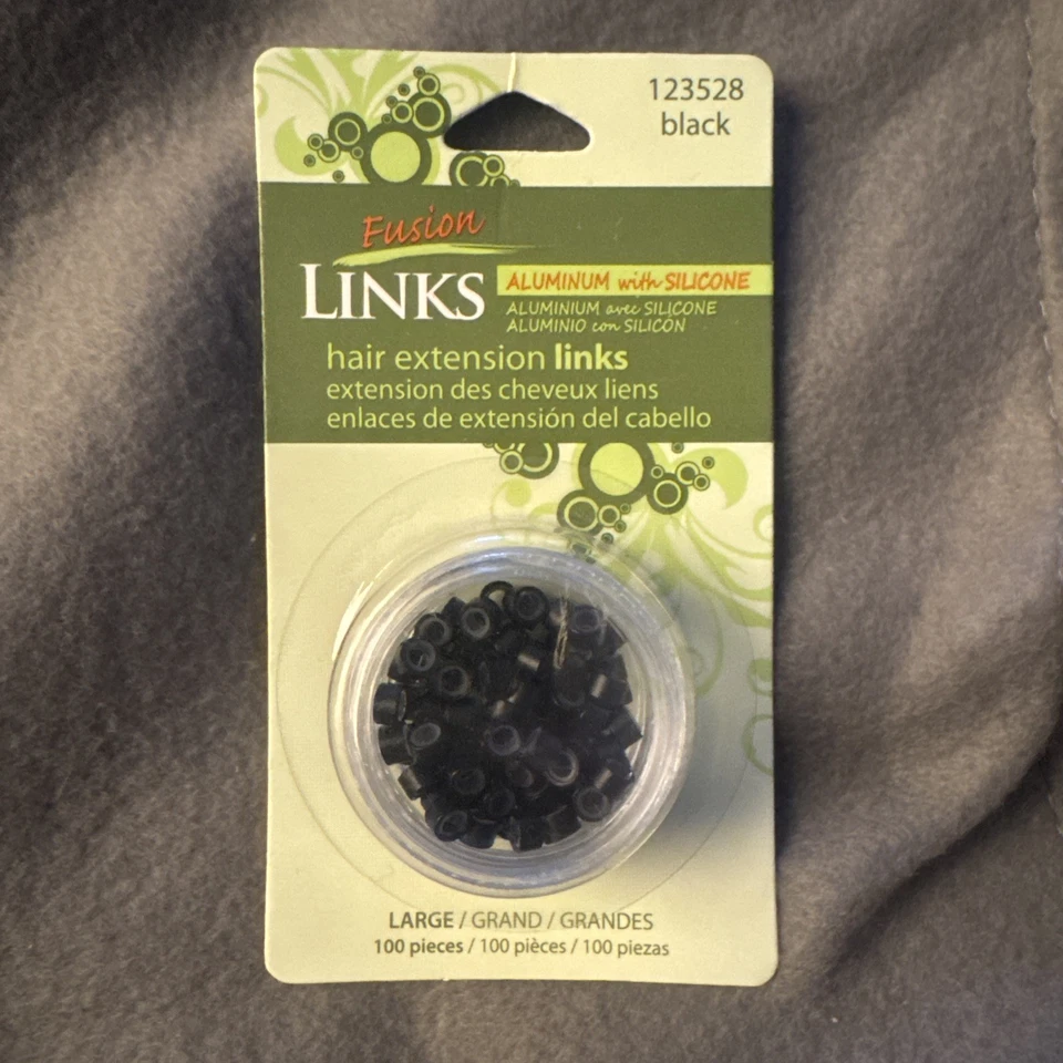 Fusion Hair Extension, Links, Aluminum Width, Silicone 100 Pieces Black - Image 1 of 2