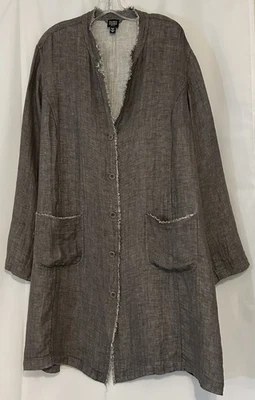Chaqueta Larga Eileen Fisher 3X Gris Envejecido Ropa de Calle Informal Botones. A11-15 Foto 1 de 4