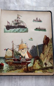Schiffe viktorianisch gestanztes Chromolithoraph Seefahrt Meer Sammelkarte Sammelalbum 1875 - Bild 1 von 6