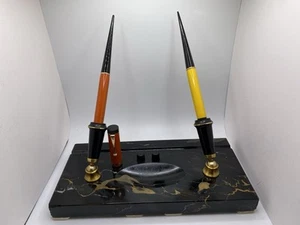 Parker Duofold Mandarin Plus Big Red Fountain/Desk Set Circa: 1920’s - Picture 1 of 20
