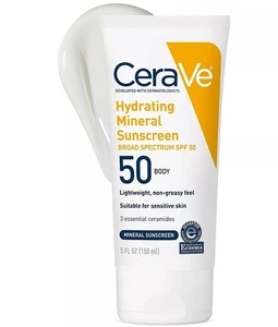 Protector solar corporal hidratante 100 % mineral CeraVe, FPS 50, 5 fl oz - Imagen 1 de 3