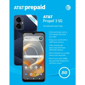 Propel 3 5G, 64GB, Midnight Blue - At&t Prepaid Smartphone - Brand New  Sealed - Picture 1 of 2