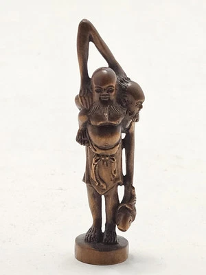Antigua talla japonesa de madera Netsuke muy rara  Foto 1 de 4