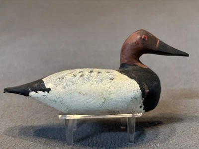 Vintage Phil Kemp Wooden Miniature Carved Kent Island Decoy Canvasback Ca. 1960s - Image 1 of 4