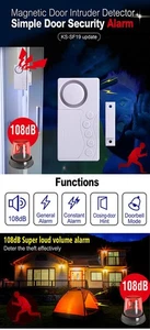 4-in-1 Function Magnetic Sensor Switch Door Window Sensor Door Security Alarm - Picture 1 of 9