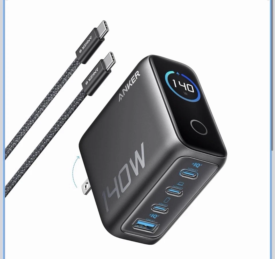 Anker 140W USB-C Charger 4-Port Laptop Advanced GaN Power Adapter for Mac/iPhone - Image 1 of 1