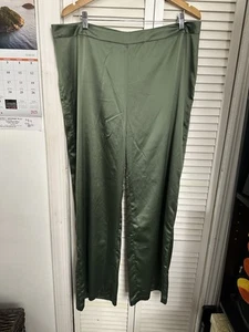 MARÉE POUR TOI Wide Leg Olive Green Satin Pants Size 16 - Picture 1 of 9