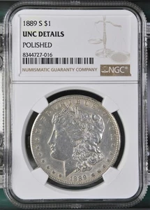 1889-S Morgan Dollar NGC Certified Uncirculated Details (Polished) - Picture 1 of 2
