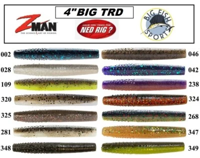 Z-Man BIG TRD NED RIG Finesse 4" ElaZtech Worms PICK YOUR COLOR NEW (6 PER PACK) - Image 1 of 4
