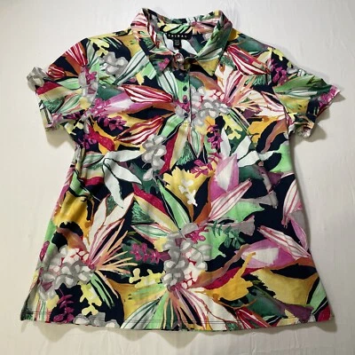 TRIBAL MUJER TALLA XL 1/4 ALGODÓN MANGA CORTA BLUSA FLORAL TOP. seminuevo. Foto 1 de 4