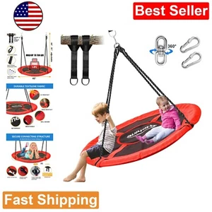 360° Rotate Saucer Tree Swing - Waterproof - Adjustable Ropes & Hanging Straps - Picture 1 of 11