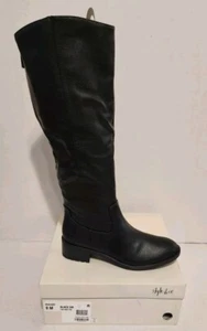 STYLE & CO Women’s Graciee Round Toe Zip Riding Boots Black 9M - Picture 1 of 5