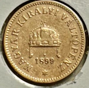 VINTAGE 1899 MAGYAR KIRALYI VALTOPENZ  2 HUNGARY SOUVENIR UNC. Bx 13.284 - Picture 1 of 2