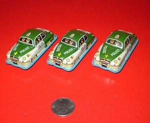 1950s Vintage Small Tin Litho Friction Police cars Lot of 3 Vehicles Japan Exc. - Picture 1 of 4