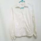 Coldwater Creek White V Neck Button Down Taylored Woman's Long Sleeve Top Sz S