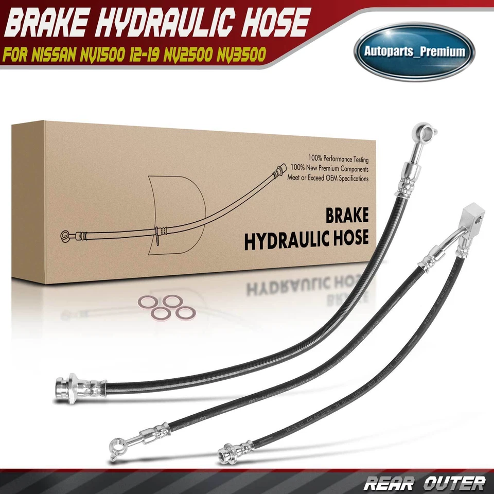 Mangueira hidráulica de freio externo traseiro 2 peças para Nissan NV1500 2012-2019 NV2500 NV3500 - Imagem 1 de 4