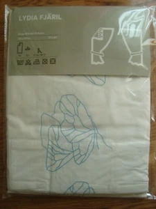 IKEA LYDIA FJARIL Pair of Curtains Tie - Backs 57 x 69 " Panels White Blue NEW - Picture 1 of 12