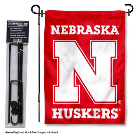 Nebraska Cornhuskers Garden Flag and Yard Stand Included Cover