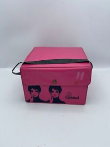 Vintage Carousel Pink Vinyl Carry Box 1960's w/ Wig
