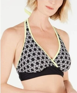GO GOSSIP Damen schwarz Stretch Surplice bunte Borte Neckholder Badeanzug Top XL, N - Bild 1 von 2