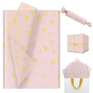 28 Sheets Valentine's Day Tissue Paper Gold Heart Gift Wrap Tissue Paper Larg... - Picture 1 of 9