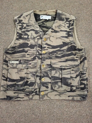 Vintage Columbia Mountain Gallatin Range Wool Camo Hunting Vest - XL Brown - Image 1 of 4