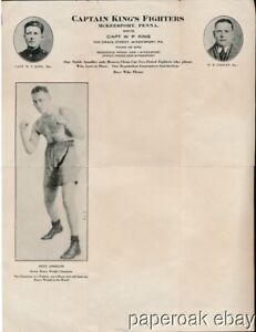 ca1915 Captain King's Fighters McKeesport, Penn. Boxing Illustrated Letterhead