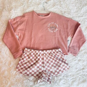 Grayson Social Pajama Set Women M Pink Loungewear Plant Mom Sleepwear Shorts NWT - Picture 1 of 17