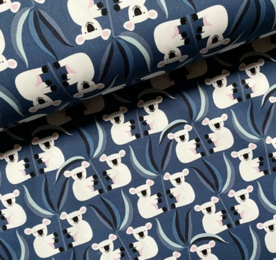 Stoff Meterware Baumwollstoff  Patchwork Australien Tiere Koala auf Blau - Bild 1 von 3