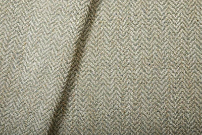 Richard Smith Madeaux Chevron Tweed Upholstery Fabric Marsham Green Stone 12.75y - Image 1 of 3