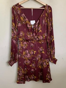 Free People OB869505 Mini Dress Morning Light Purple Multi Long Sleeve Sz 8 NEW  - Picture 1 of 10